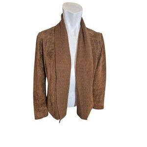 BB Dakota Suede Jacket Mixed Media Ooen Front Jacket Tan Brown sz XS